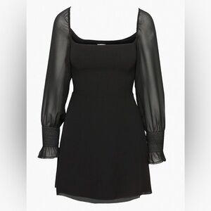 Wilfred Black Sheath Dress with Bishop Sleeves and Square Neck